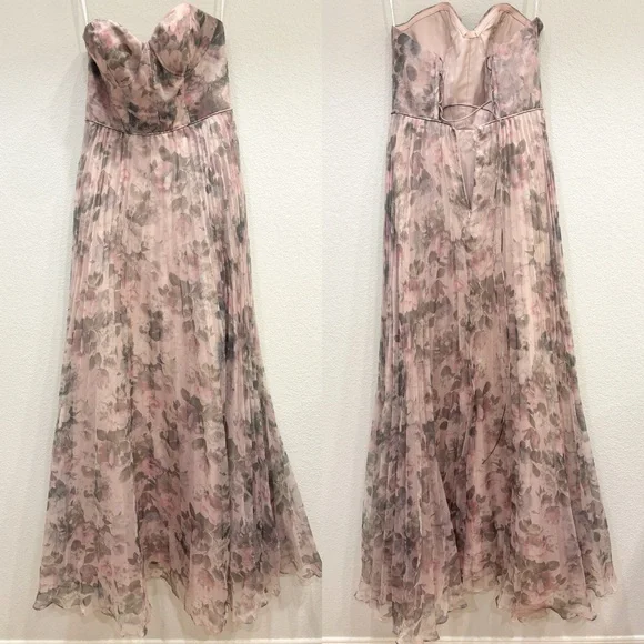 NWOT Lulus Most Beautiful Day Pink Multi Floral Print Organza Maxi Dress - Picture 6 of 10